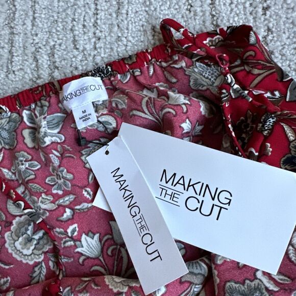 New Making the Cut S3 Ep5 Floral Sash Wrapped Midi Dress Draped Size Medium Red - Picture 10 of 14